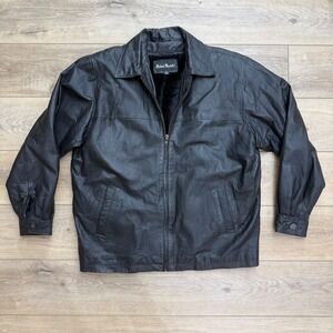 Michael Michelle Mens Black Genuine Leather Jacket Removable Faux Fur Liner XL